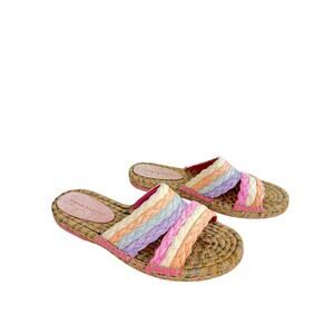 Sophia Webster Women Slides 7.5 Pastel Ines Woven Espadrille Slip-On Sandals